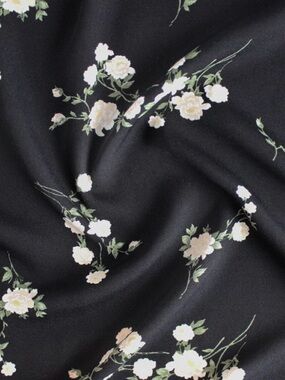 Reformation Designer Deadstock Viscose Crepe - Black Floral - 2m